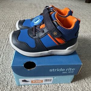 Stride Rite Orange and Blue Boots with Cushioned Sole and Velcro Strap